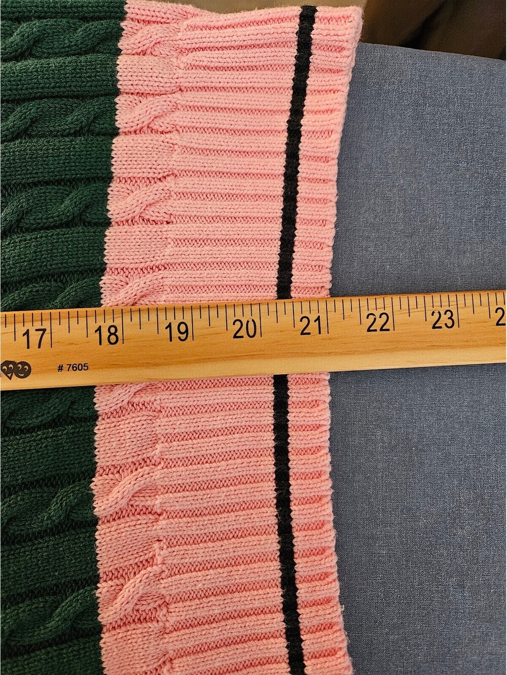 All In Motion Pink and Green Striped Cropped Cable Knit Pullover Sweater-Medium - Picture 7 of 7